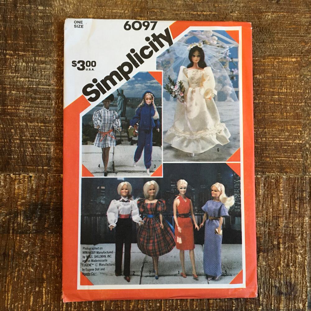 Simplicity Sewing Pattern 6097 11.5" Doll Mini-Mod Clothes Dress VTG UNCUT